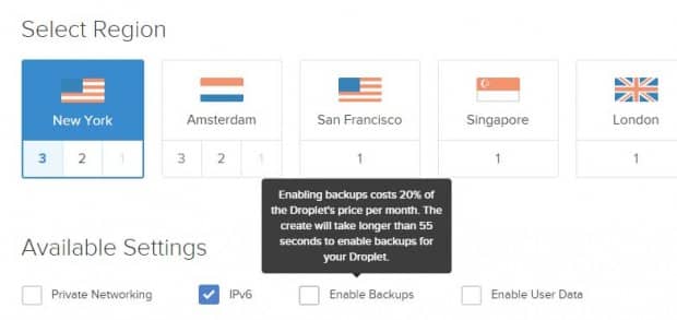 Select your region and option settings